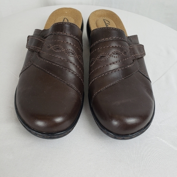 NWOB Clark's Brown Leather Clogs Sz 7M - Picture 2 of 8